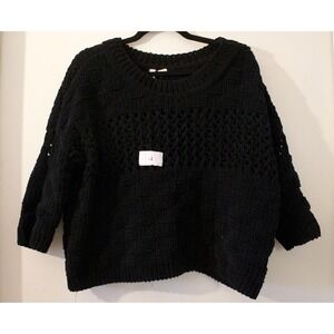 Moth Black Crocheted Sweater - Size Medium‎